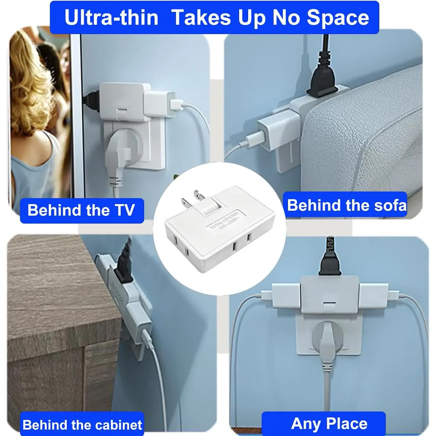 Adapter used behind furniture and electronics