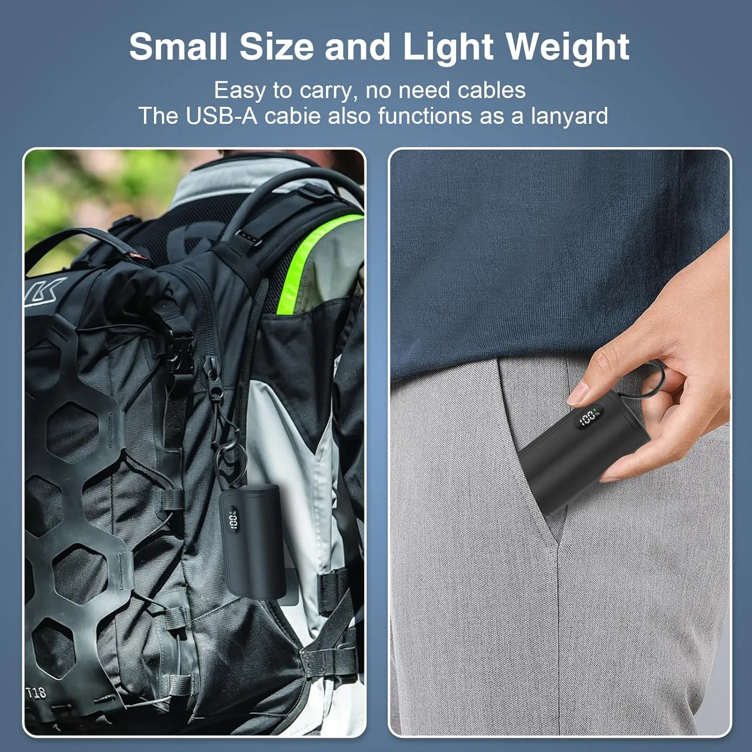Mini Capsule Power Bank: 5000mAh Pocket-Sized Charger with Built-in Cable