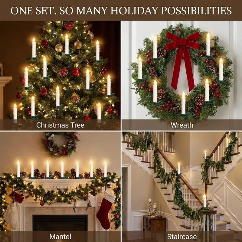 Secure clip-on base for easy installation on trees and wreaths