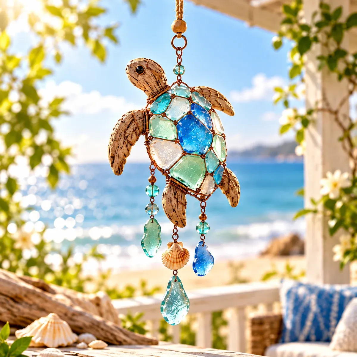 Sea Turtle coastal hanging ornament