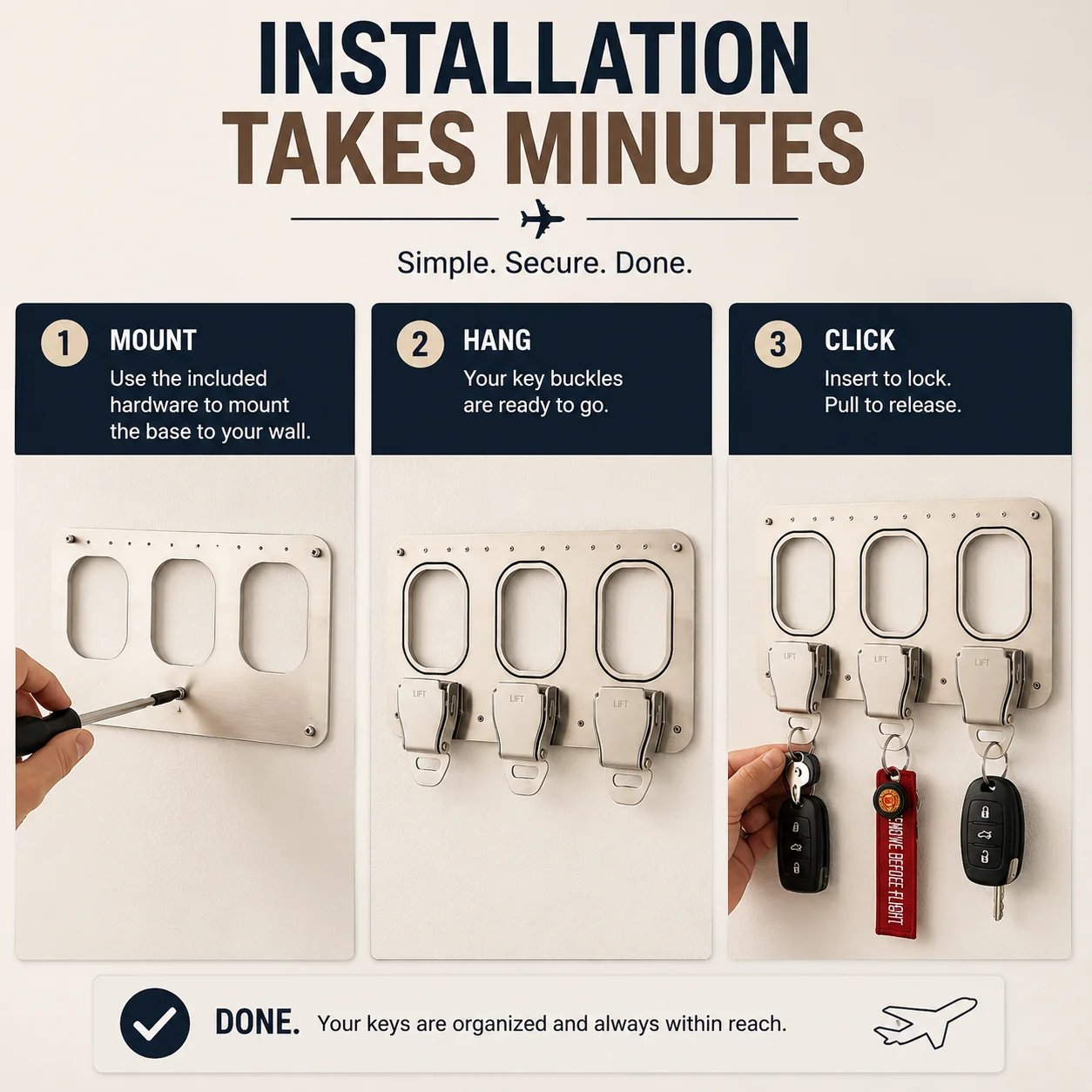 How to install aviation key holder