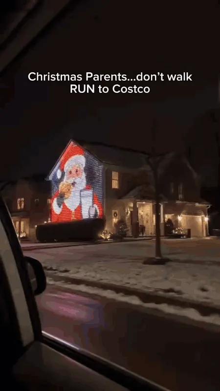 Animated LED curtain lights creating a holiday light show