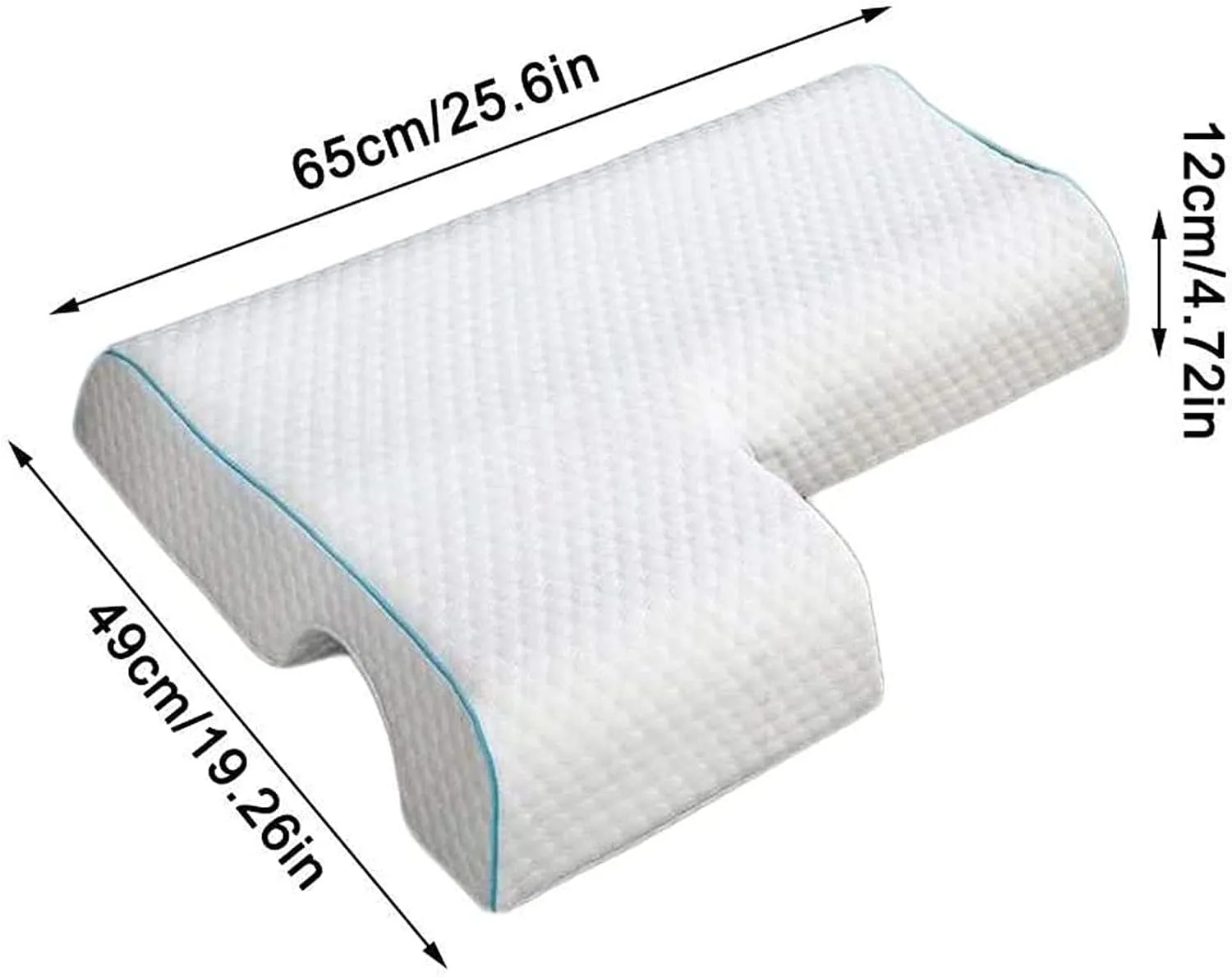 Arm channel pillow dimensions shown in inches