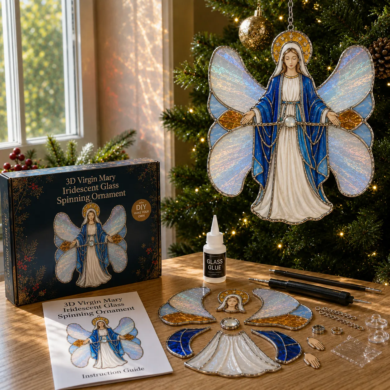 Blessed Virgin Mary iridescent suncatcher kit
