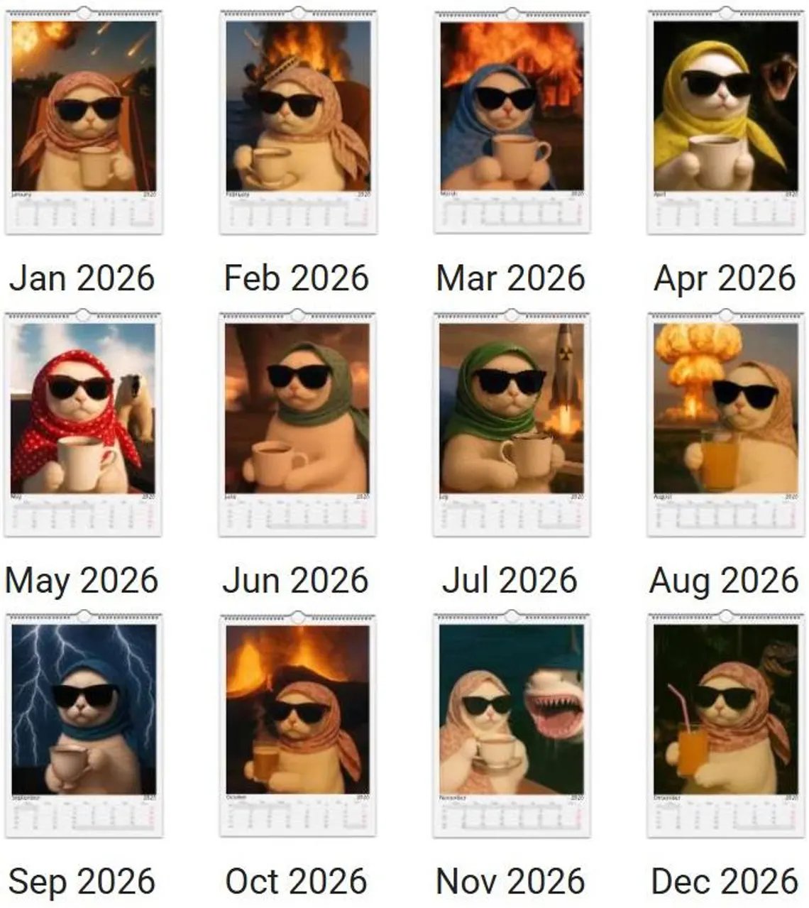 Everything is Fine Meme Cat Wall Calendar 2026, Size: A4, LT image 7 Everything is Fine Meme Cat Wall Calendar 2026, Size: A4, LT image 7