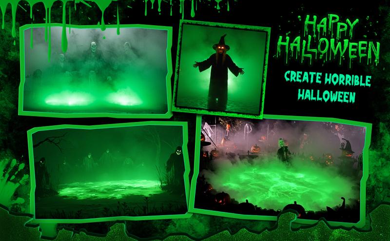 Halloween Laser Swamp Light Works with Low Lying Fog Machine(not equipped), Green Laser Level Line Laser Fog Swamp Halloween Projector Lights DIY Halloween Decorations for Yard Creepy Haunted House Decor Garden