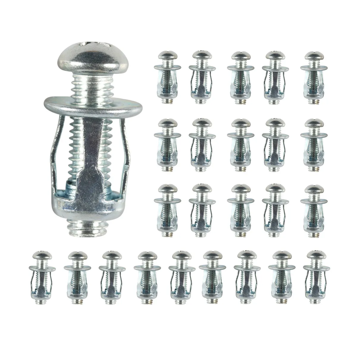 Twenty-five piece set of silver jack nuts