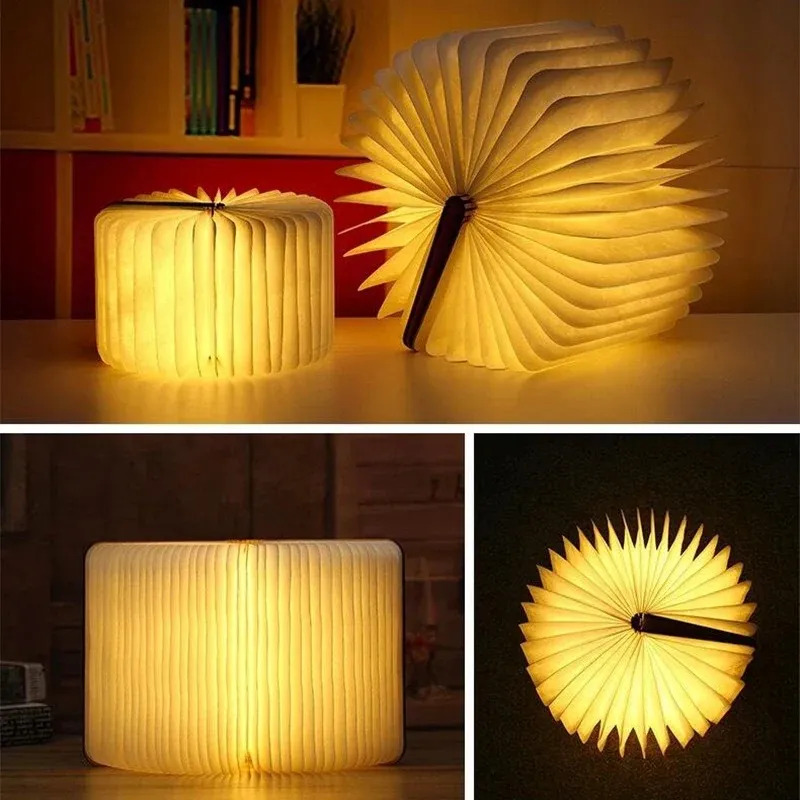 Book light displayed in upright, circular, and flat forms