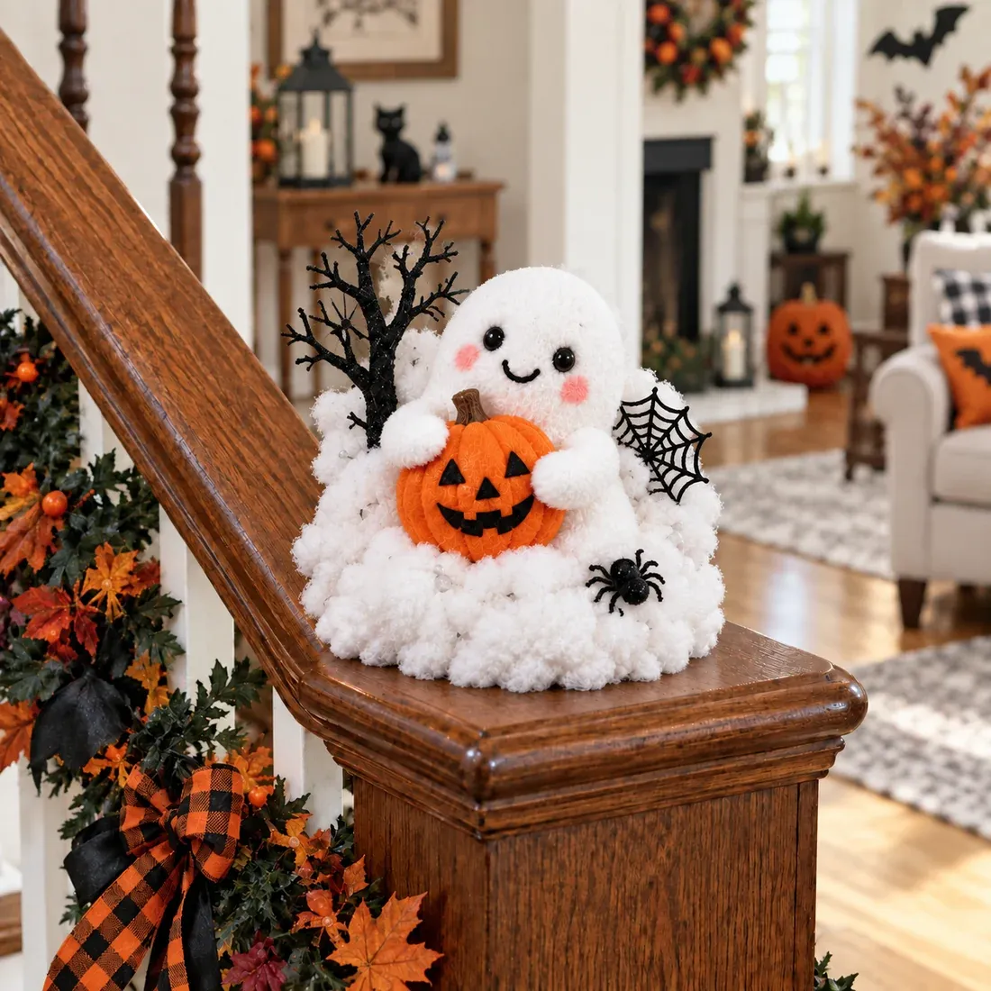 Cute ghost Halloween staircase decor