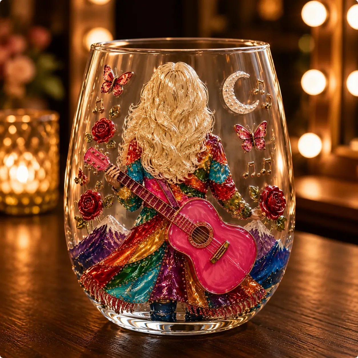 Moonlit Guitar raised country glass