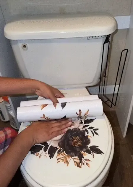 Floral bathroom sticker transformation