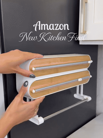 Demonstration of loading rolls, sliding the cutters, and using the paper towel holder