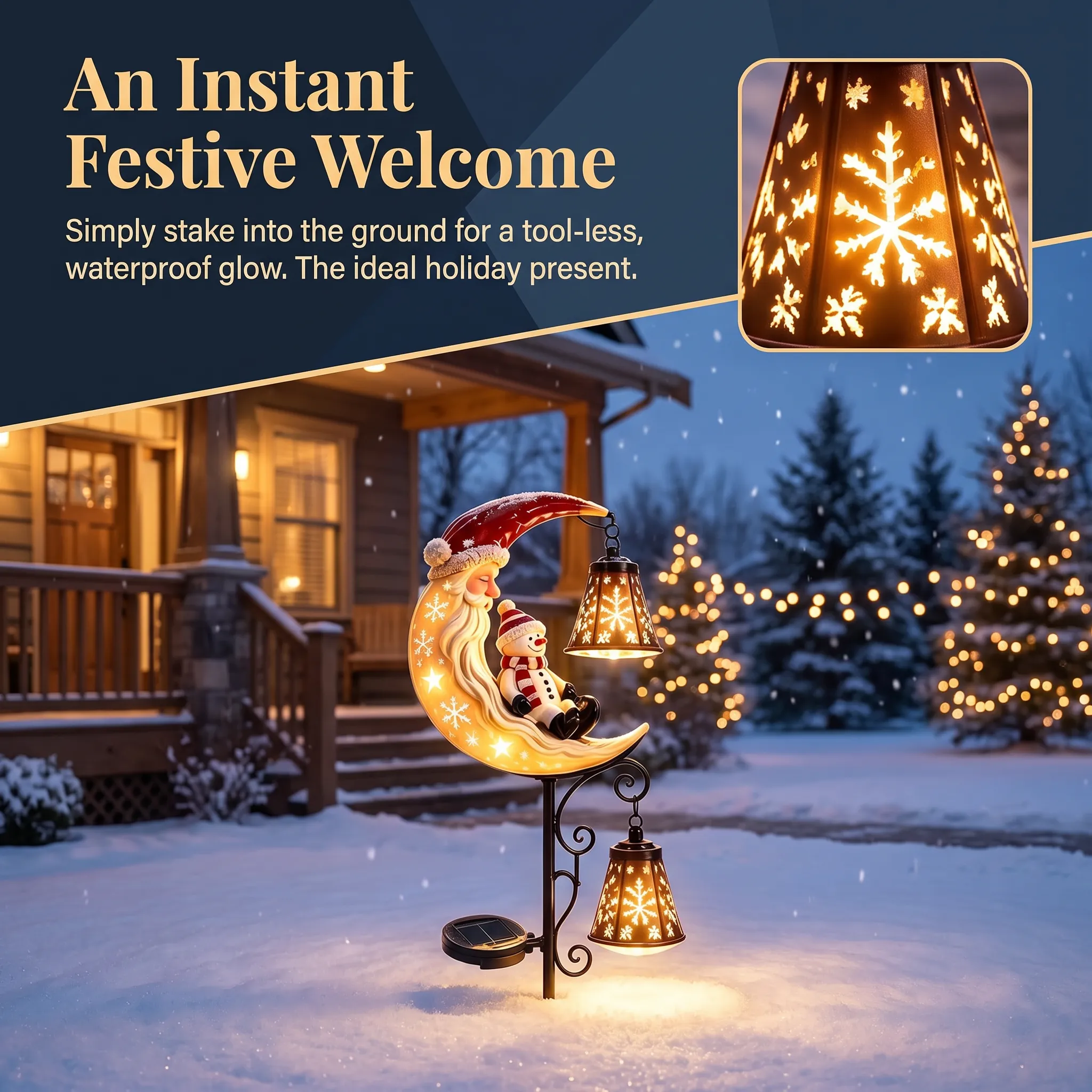 Tool free Christmas solar garden light installation