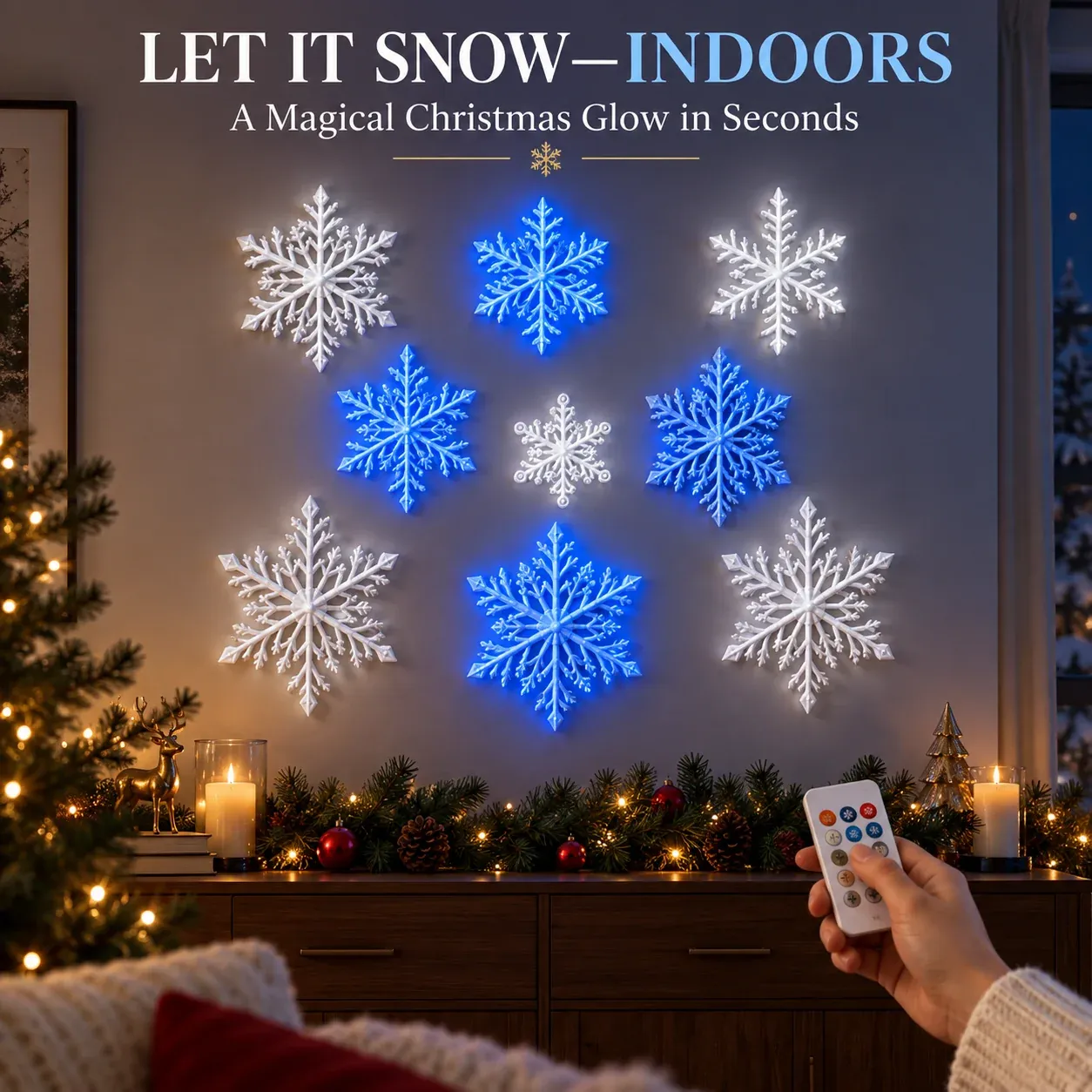 Let it snow indoors LED snowflake wall lights