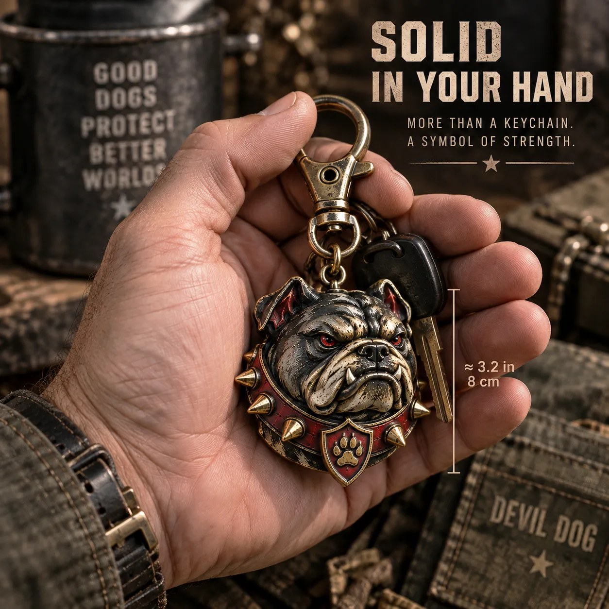 Devil Dog keychain gift presentation
