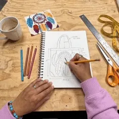 Sketching the bag design by hand