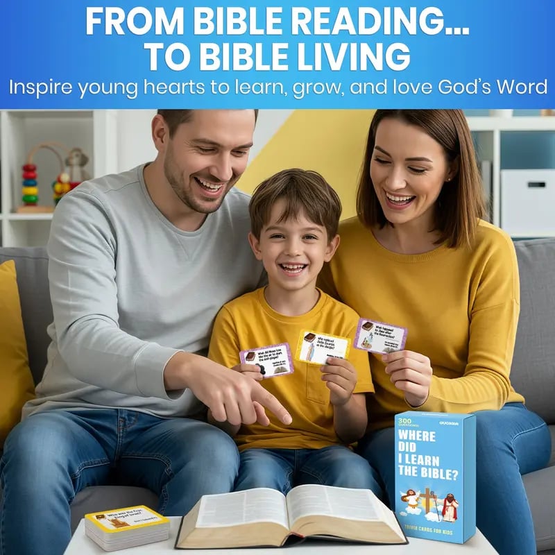 Bible Trivia Card Game package with 300 question and answer cards