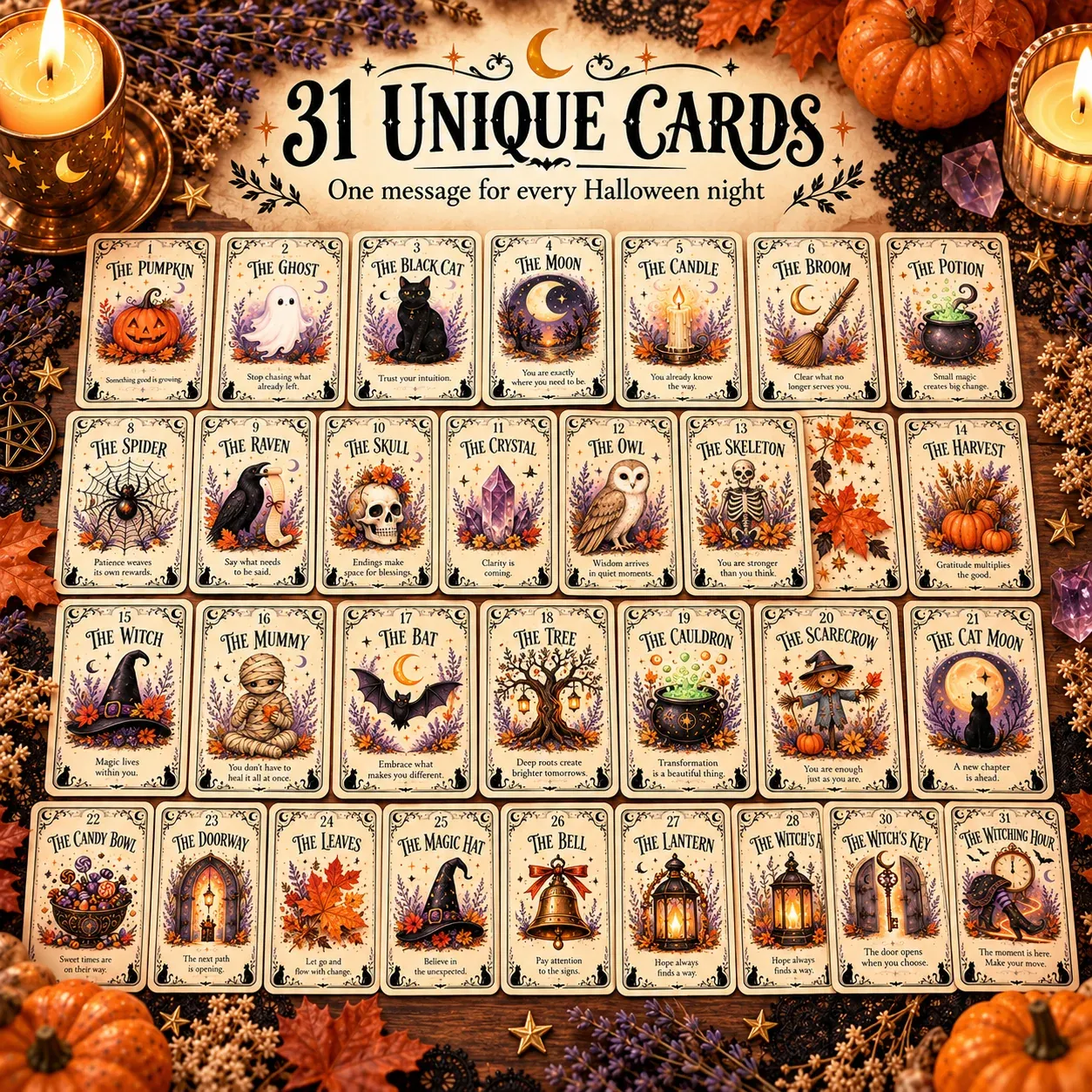 31 unique Halloween oracle cards
