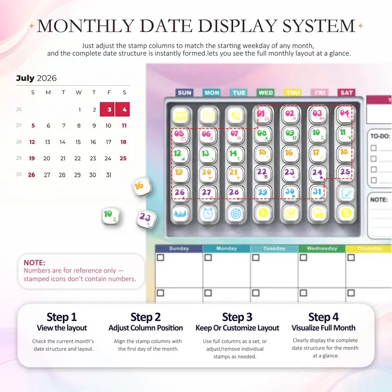 Adjustable readable date display on reusable desk calendar