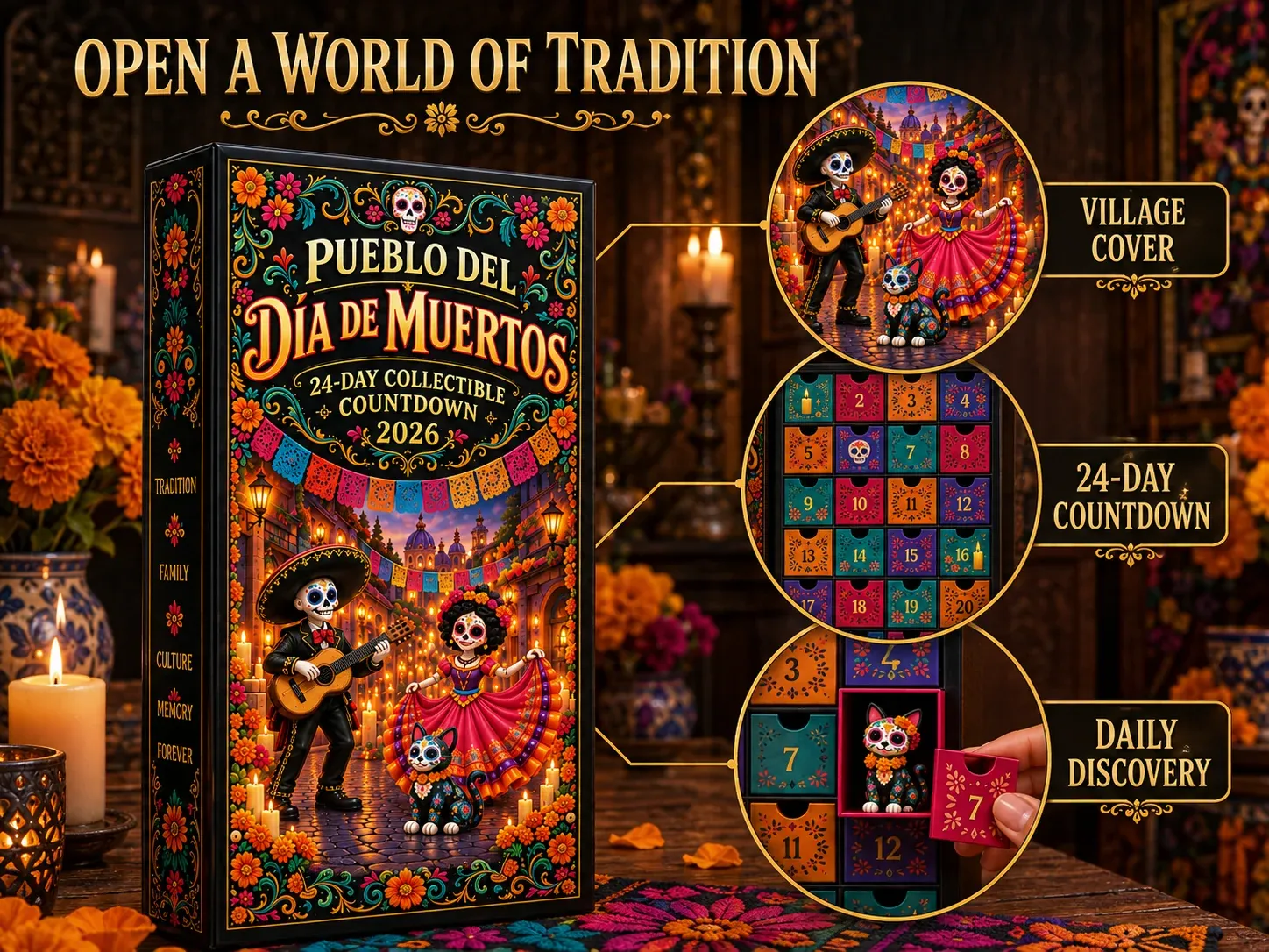 Día de los Muertos advent calendar heritage village details