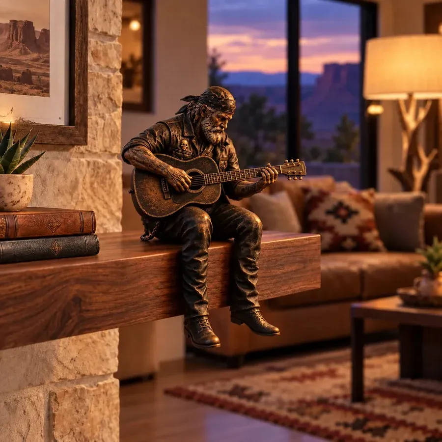 Roadside Guitarist biker shelf sitter figurine
