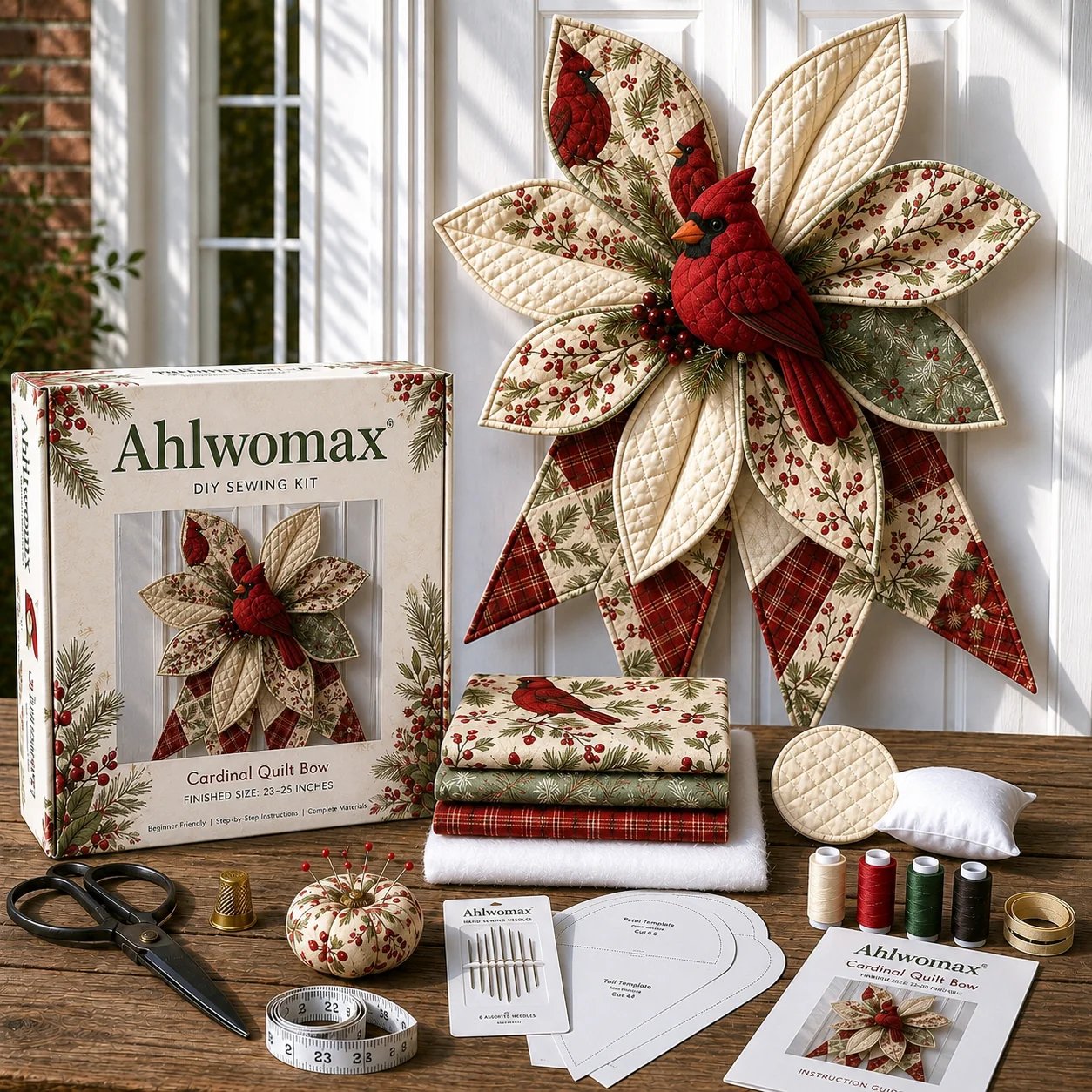 Large quilted bow home decor display