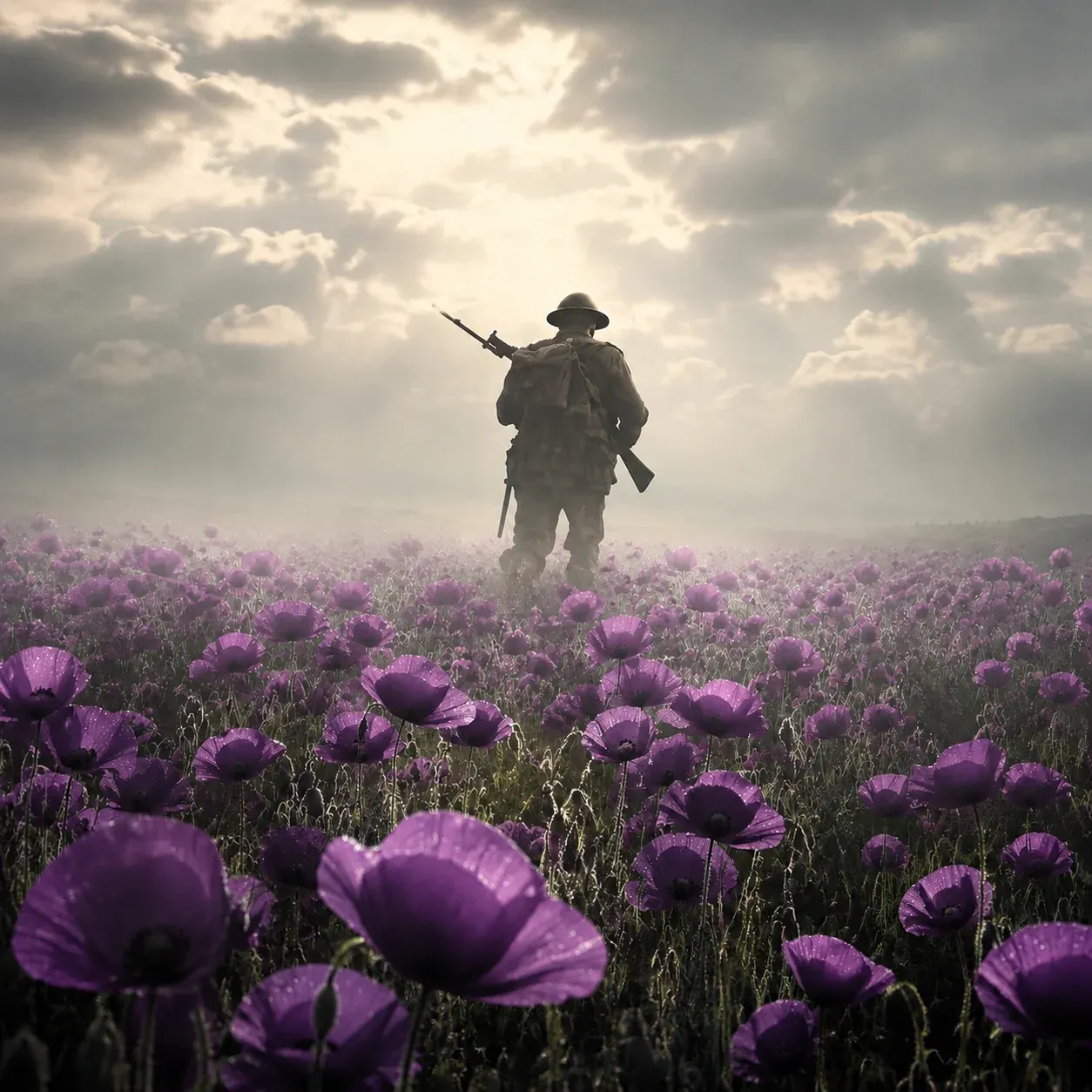 Limited Edition War Horse Purple Poppy Remembrance Brooch