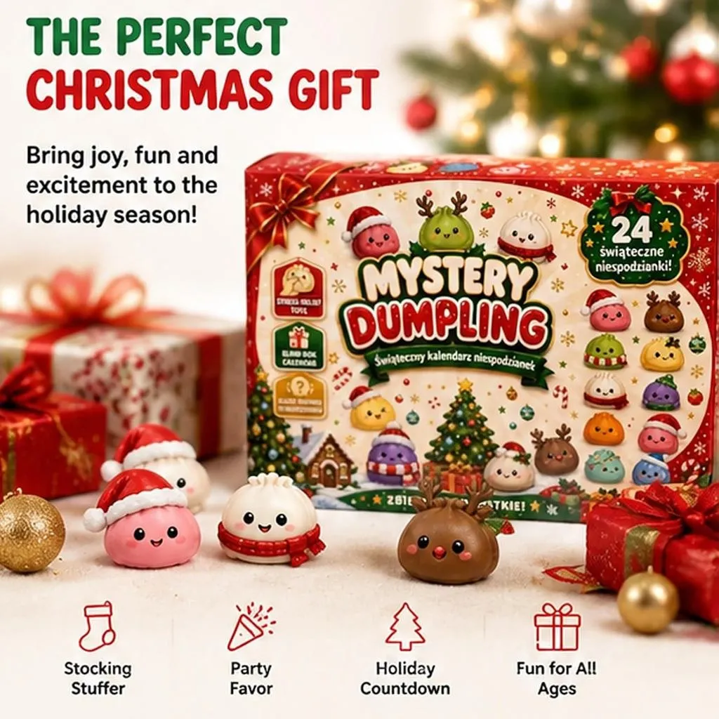 Holiday gift scene with Christmas dumpling advent calendar