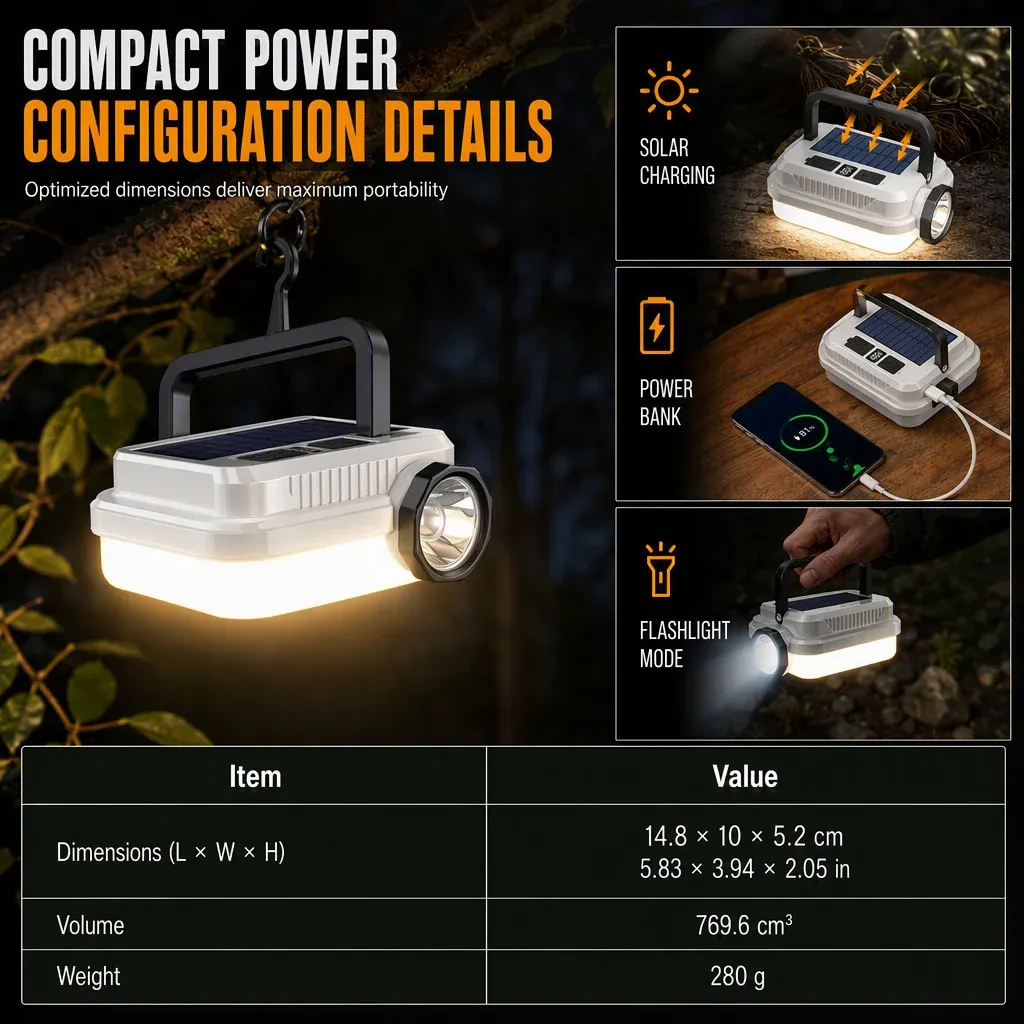 Solar Camping Lantern Size Details