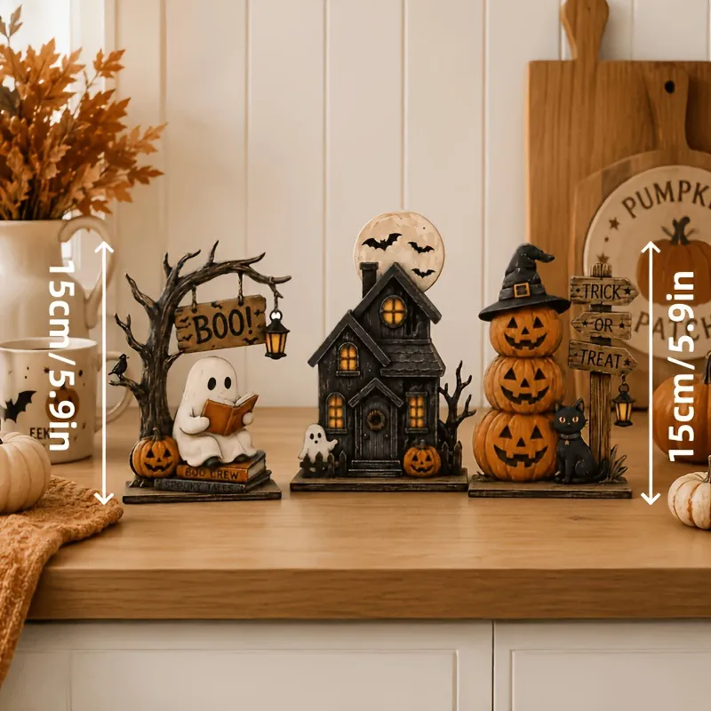 Halloween tabletop figurine set shown at approximately 5.9 inches tall
