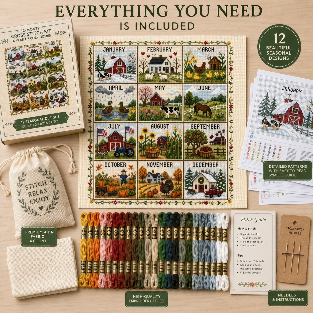 monthly cross stitch seasonal collection