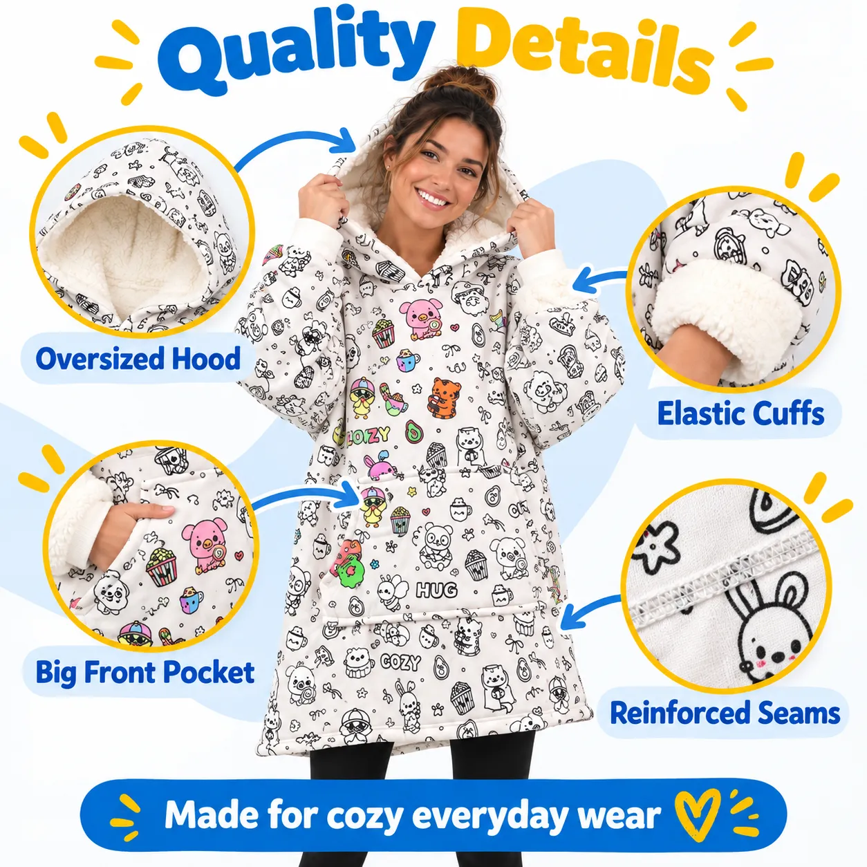 Stitching and printed fabric details