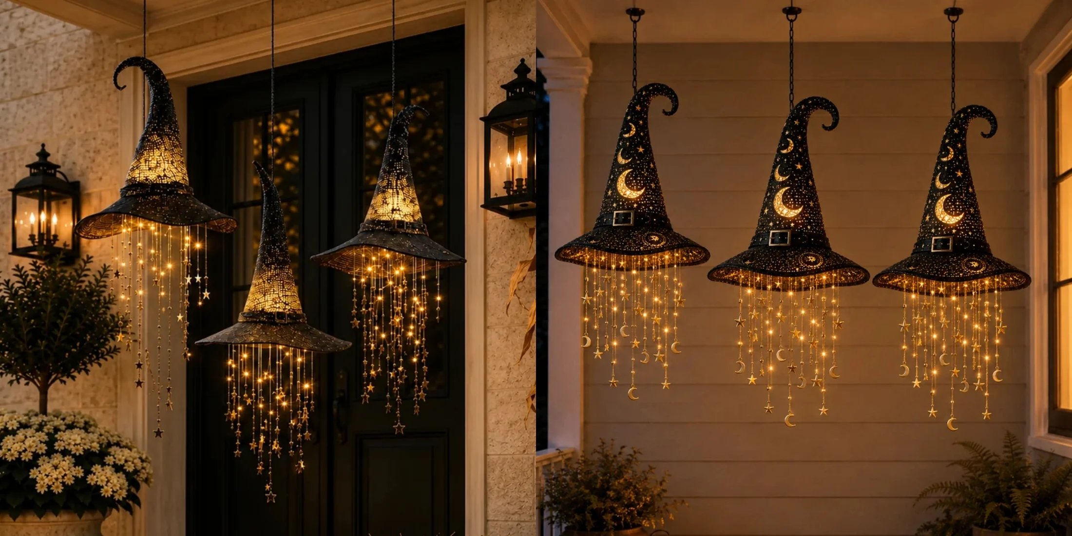 Lighted witch hat chime night glow style options