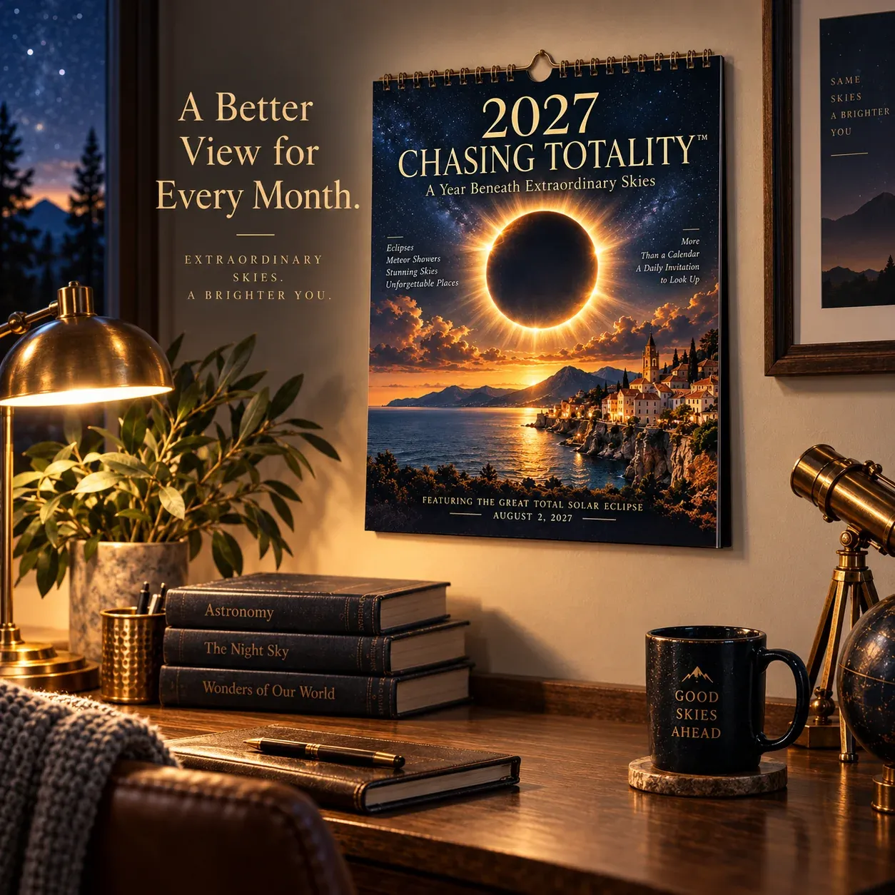 Chasing Totality calendar displayed in a home