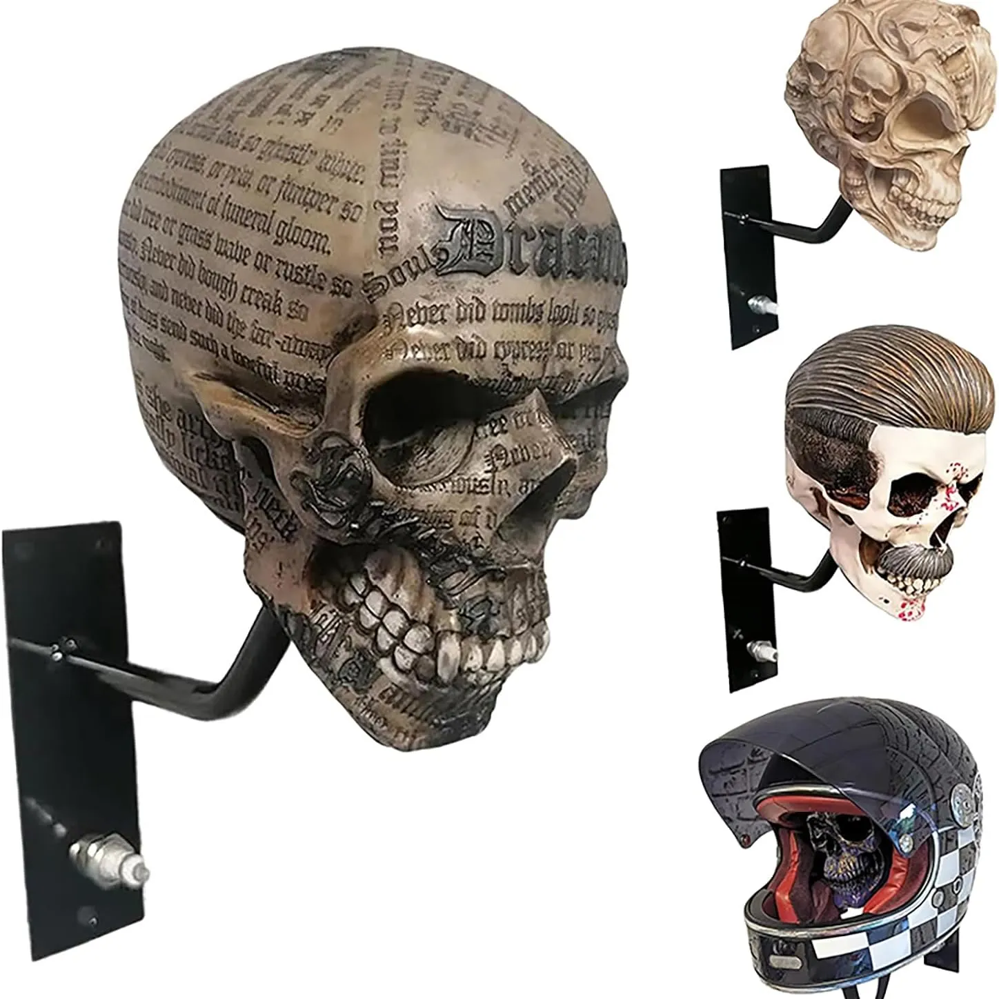 Skull wall mount used for helmet and gear organization
