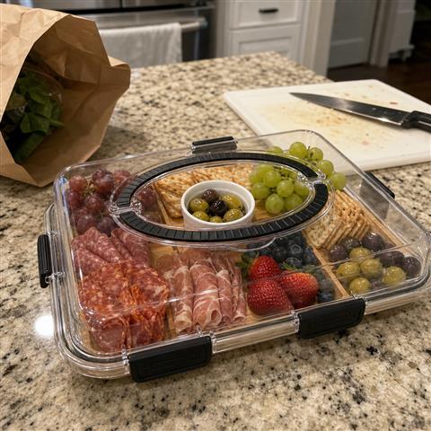 Customer-style kitchen photo of the closed seven-section board