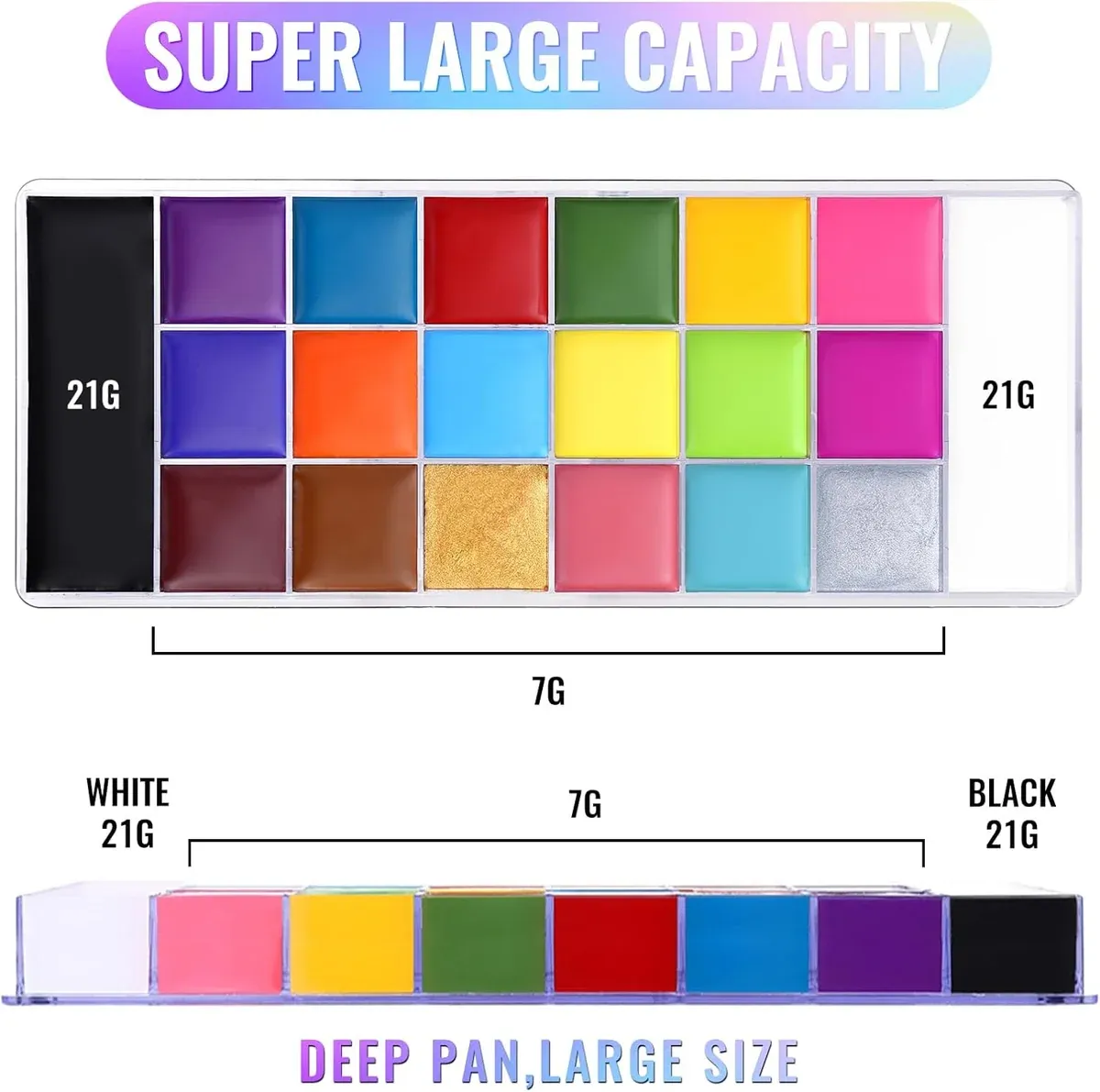 20 color face and body paint palette size