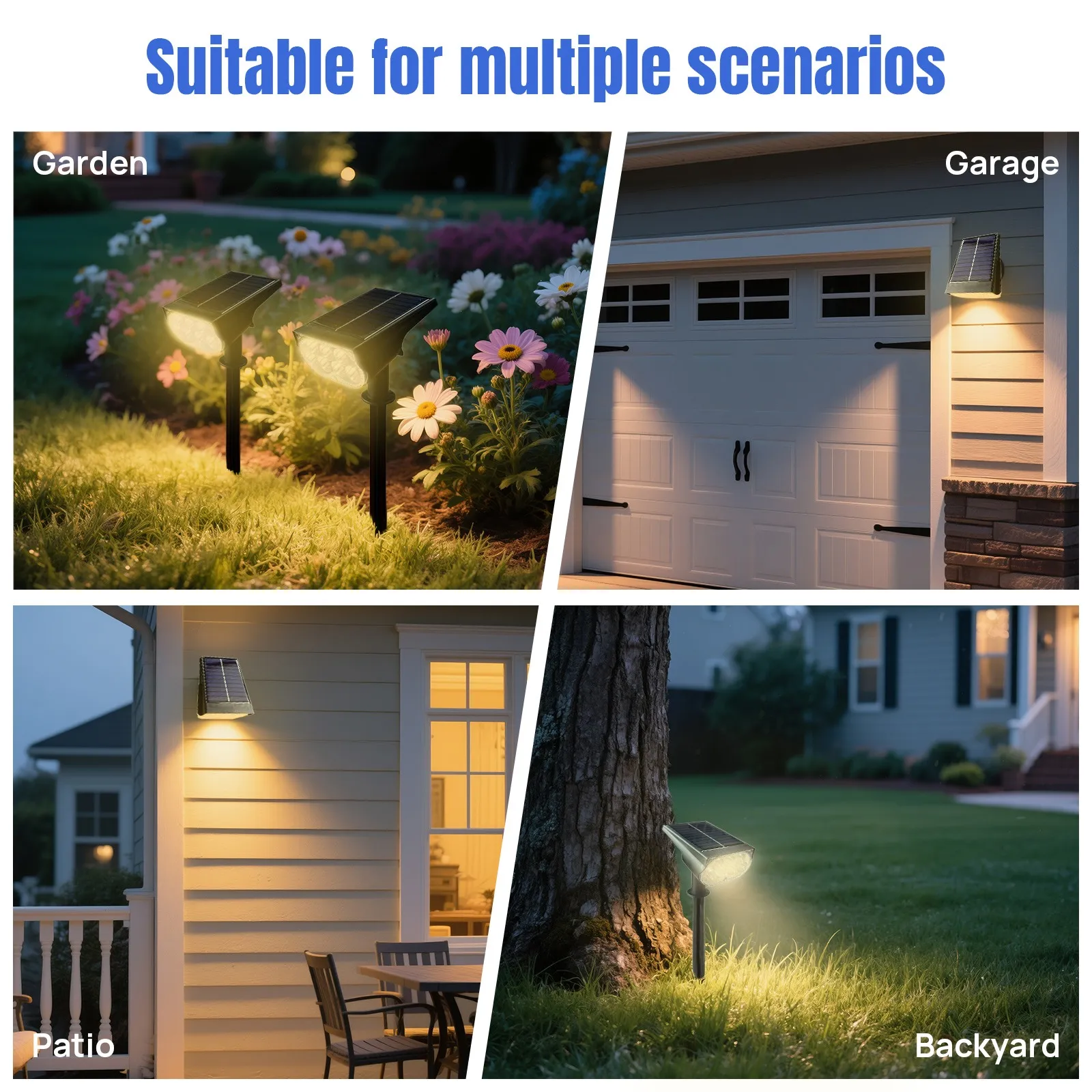 Outdoor solar spotlight use scenarios