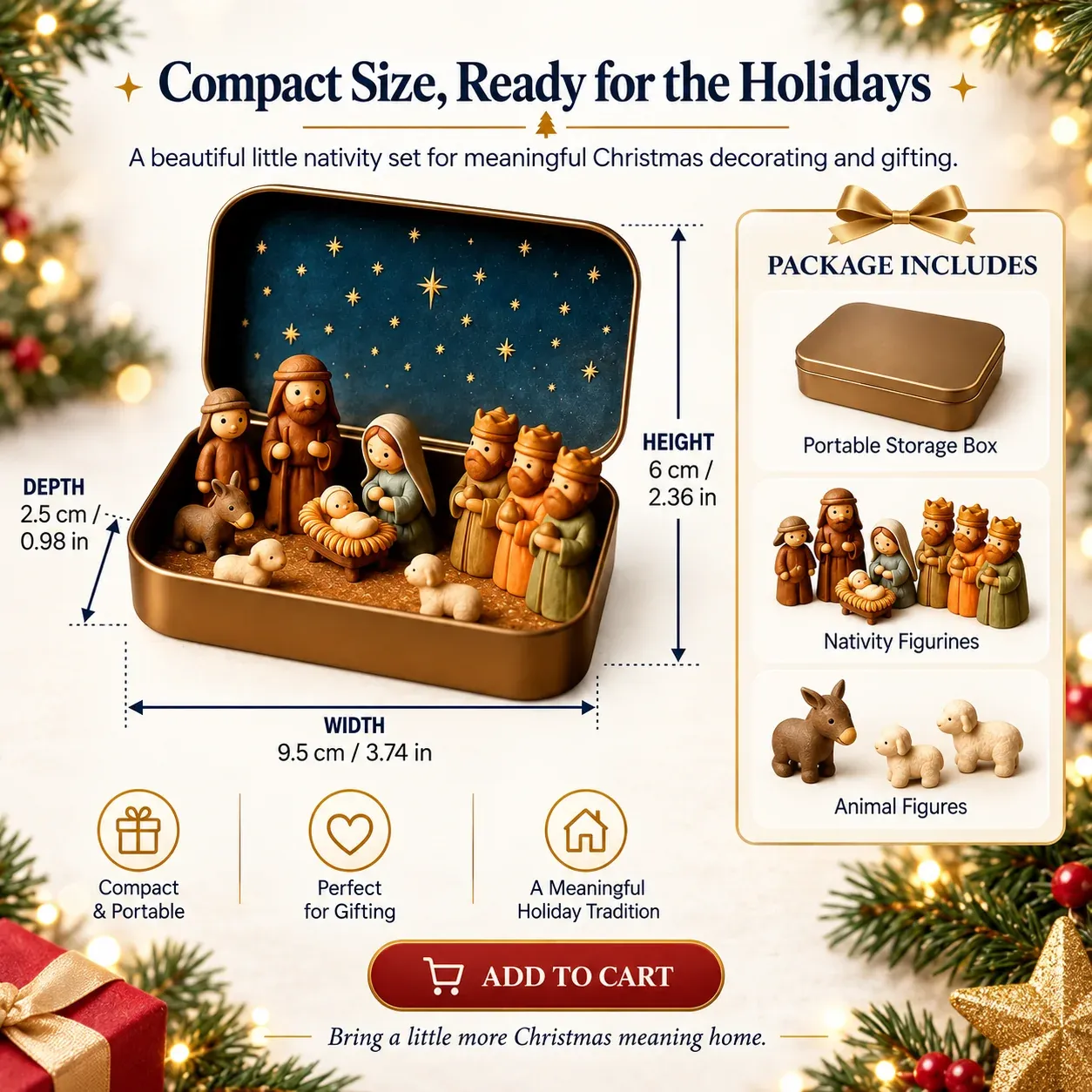 Pocket-size Nativity storage box dimensions