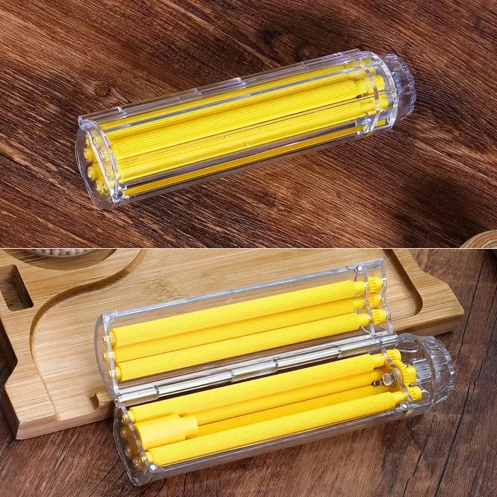 Yellow manual roller in closed and open positions