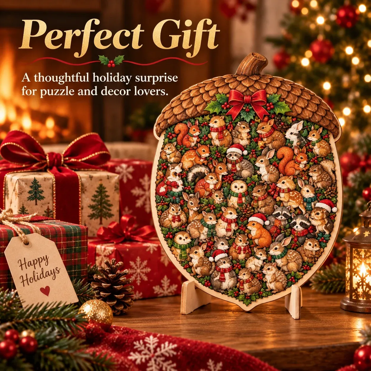 Christmas wooden puzzle as a seasonal gift idea