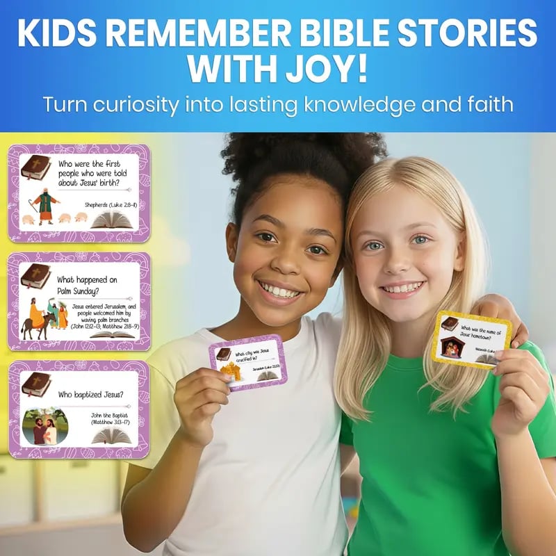 Compact 2 by 3 inch Bible trivia card size and portable box