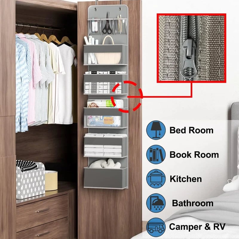 Over-the-door organizer for multiple rooms