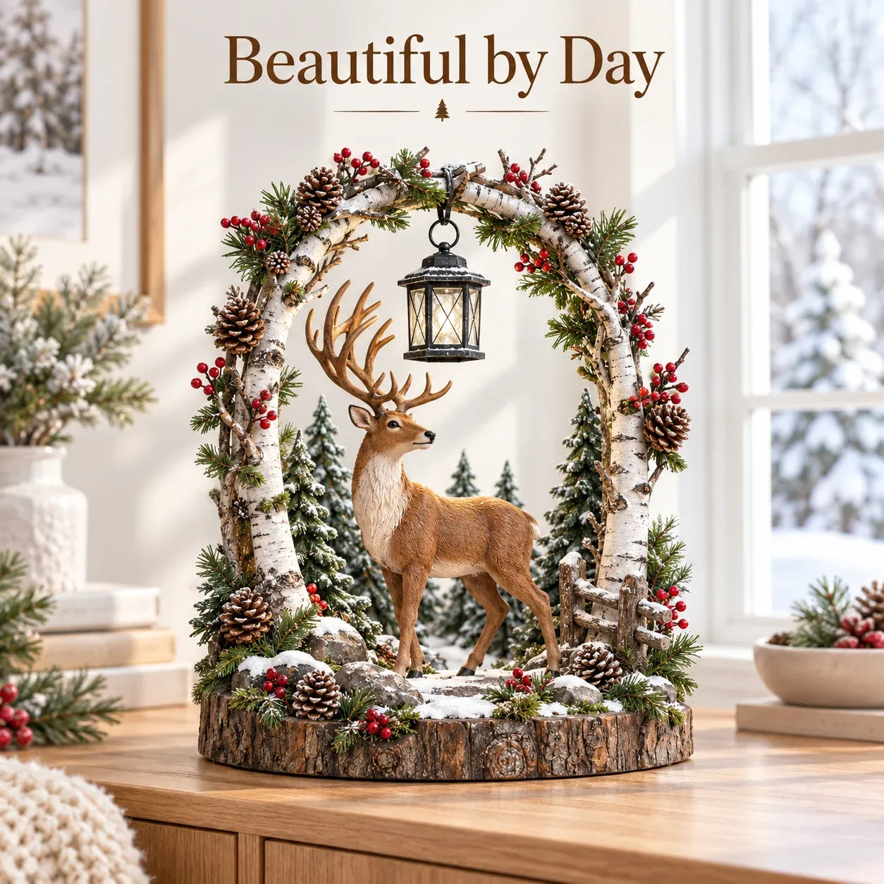 Woodland Reindeer Lantern Cozy Christmas Glow