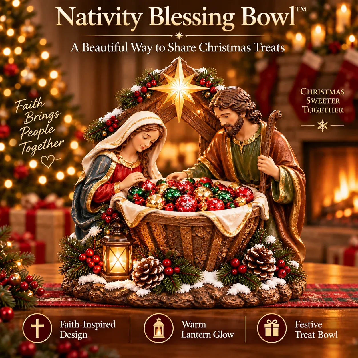 Nativity Blessing Bowl Christmas centerpiece