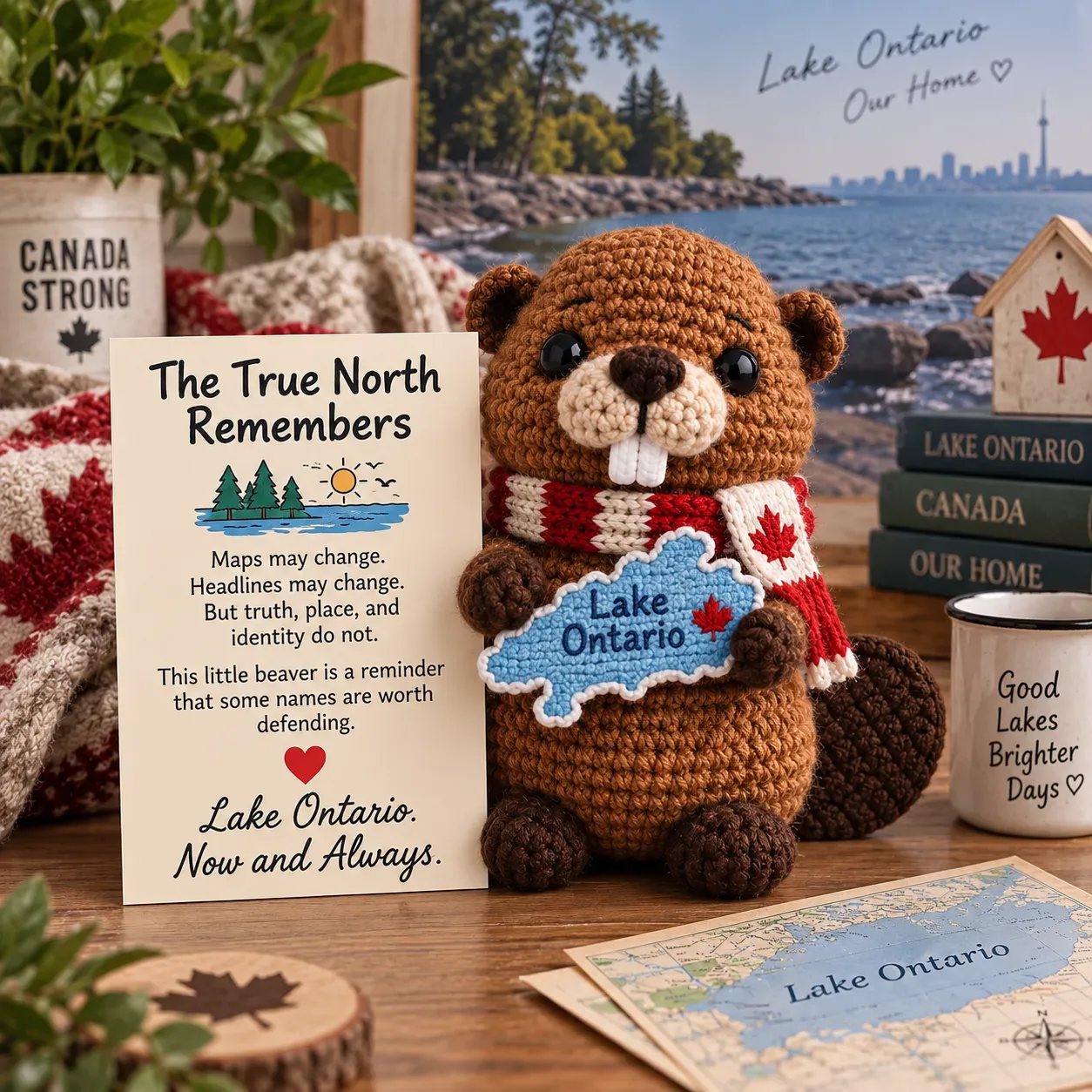 The True North Remembers Lake Ontario crochet beaver style