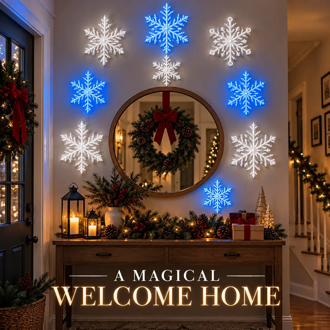 Remote control LED snowflake Christmas wall lights