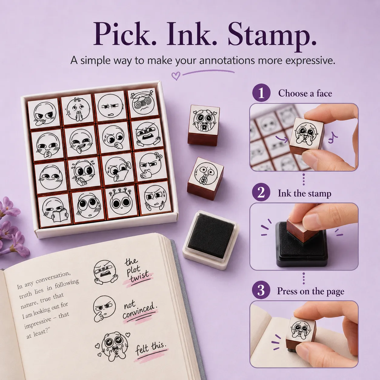 Reaction stamps used for reading annotation