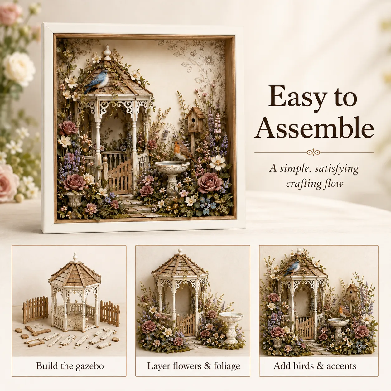 English garden shadow box components