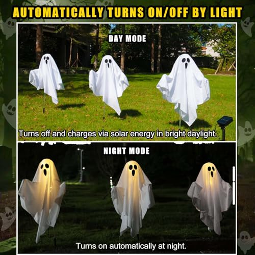 Solar ghost lights charging in daylight and turning on at night